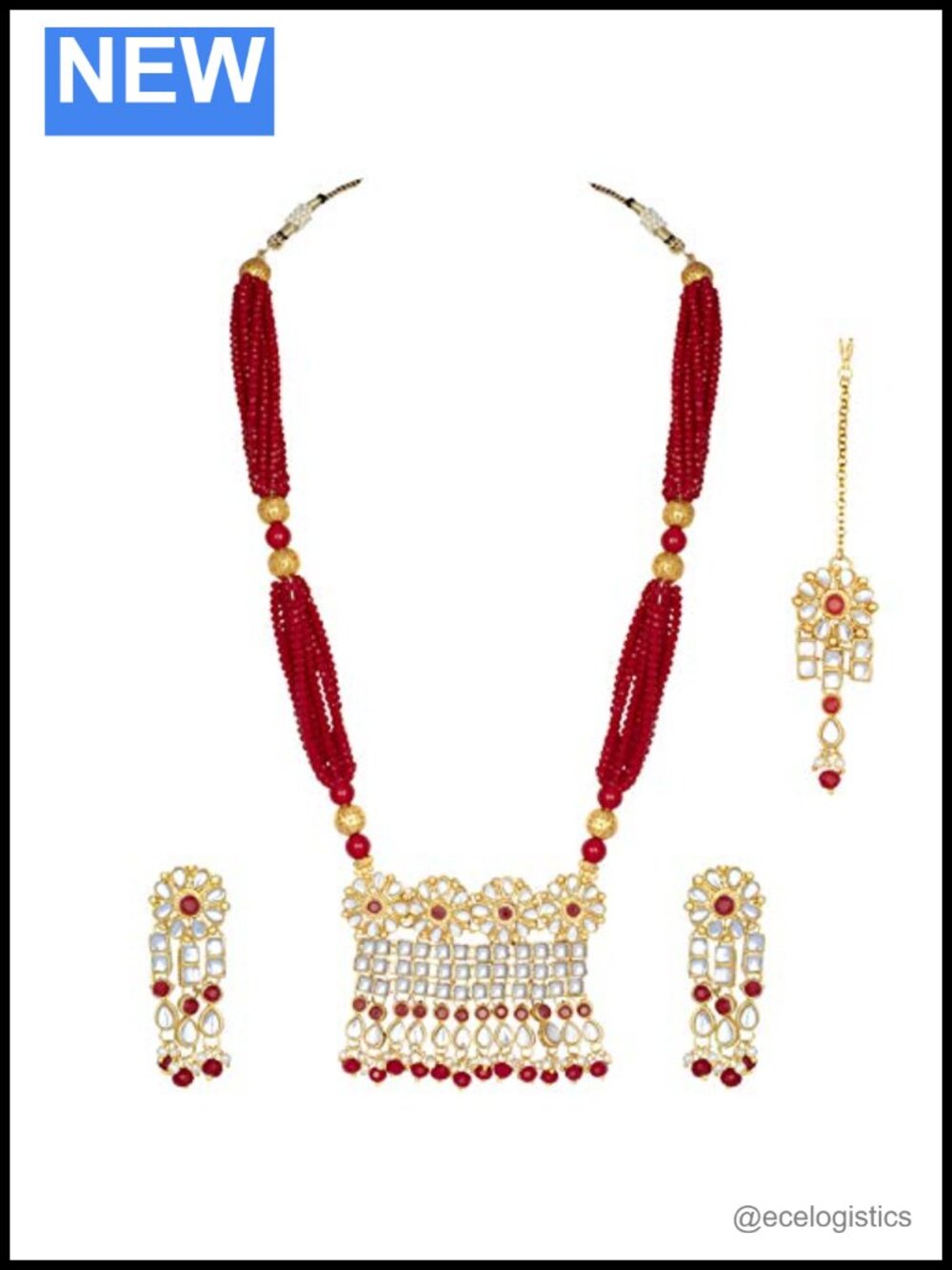 Kundan Pendant Necklace Set Traditional Earrings